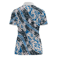 Ninamu Tahiti Tiare Monstera Women Polo Shirt Polynesian Pattern Curve Style - Polynesian Pride