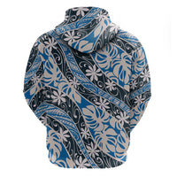 Ninamu Tahiti Tiare Monstera Zip Hoodie Polynesian Pattern Curve Style - Polynesian Pride