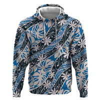 Ninamu Tahiti Tiare Monstera Zip Hoodie Polynesian Pattern Curve Style - Polynesian Pride