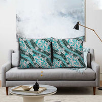 Cyan Tahiti Tiare Monstera Pillow Cover Polynesian Pattern Curve Style LT01 - Polynesian Pride