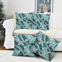 Cyan Tahiti Tiare Monstera Pillow Cover Polynesian Pattern Curve Style LT01 - Polynesian Pride