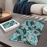 Cyan Tahiti Tiare Monstera Puzzle Polynesian Pattern Curve Style LT01 - Polynesian Pride