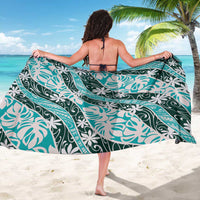 Cyan Tahiti Tiare Monstera Sarong Polynesian Pattern Curve Style LT01 - Polynesian Pride