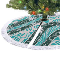 Cyan Tahiti Tiare Monstera Tree Skirt Polynesian Pattern Curve Style LT01 - Polynesian Pride
