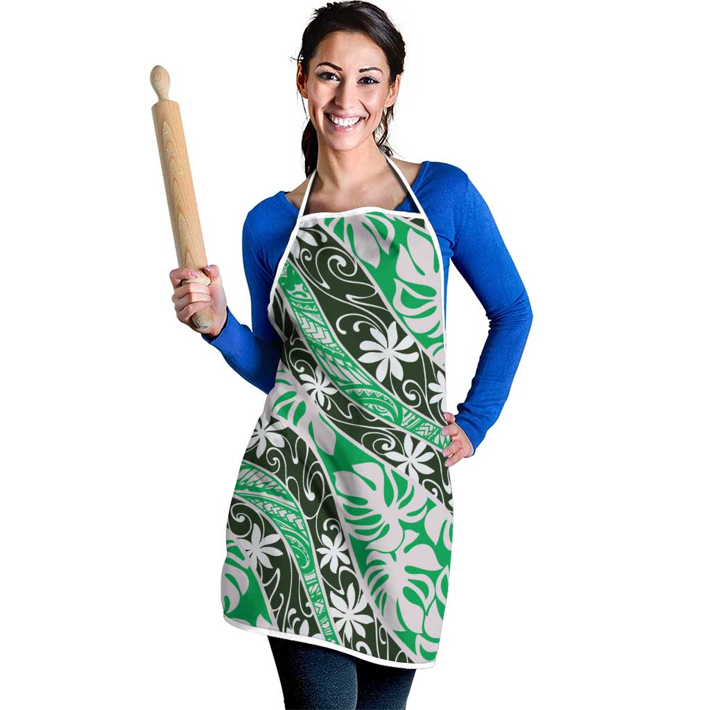 Matie Tahiti Tiare Monstera Apron Polynesian Pattern Curve Style - Polynesian Pride