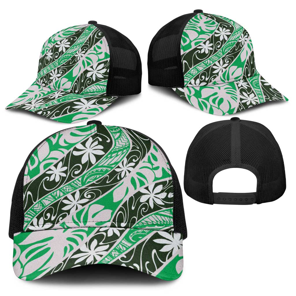 Matie Tahiti Tiare Monstera Baseball Net Cap Polynesian Pattern Curve Style - Polynesian Pride
