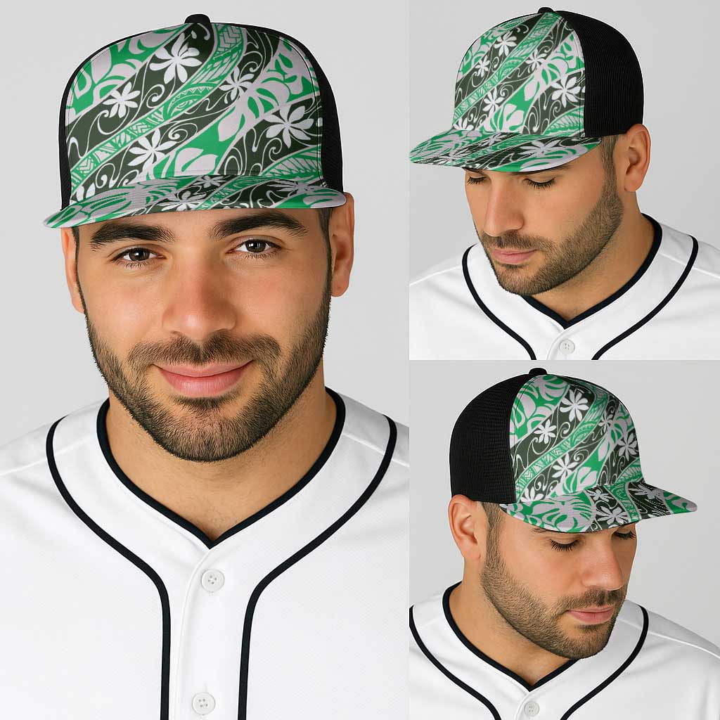 Matie Tahiti Tiare Monstera Baseball Net Cap Polynesian Pattern Curve Style - Polynesian Pride
