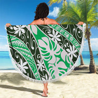 Matie Tahiti Tiare Monstera Beach Blanket Polynesian Pattern Curve Style LT01 - Polynesian Pride