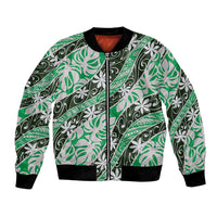 Matie Tahiti Tiare Monstera Bomber Jacket Polynesian Pattern Curve Style LT01 Unisex Green - Polynesian Pride