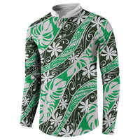 Matie Tahiti Tiare Monstera Button Sweatshirt Polynesian Pattern Curve Style LT01 - Polynesian Pride