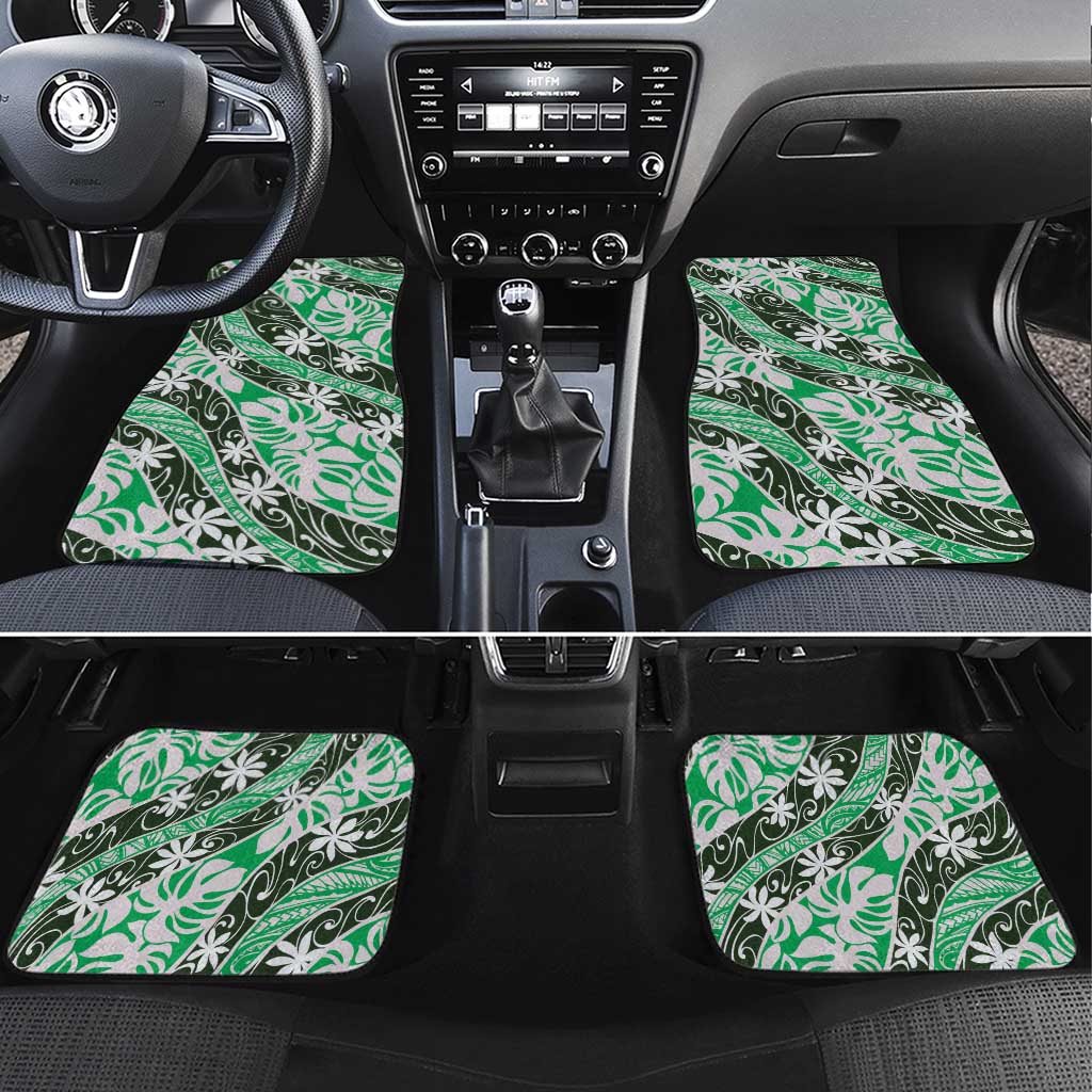 Matie Tahiti Tiare Monstera Car Mats Polynesian Pattern Curve Style - Polynesian Pride