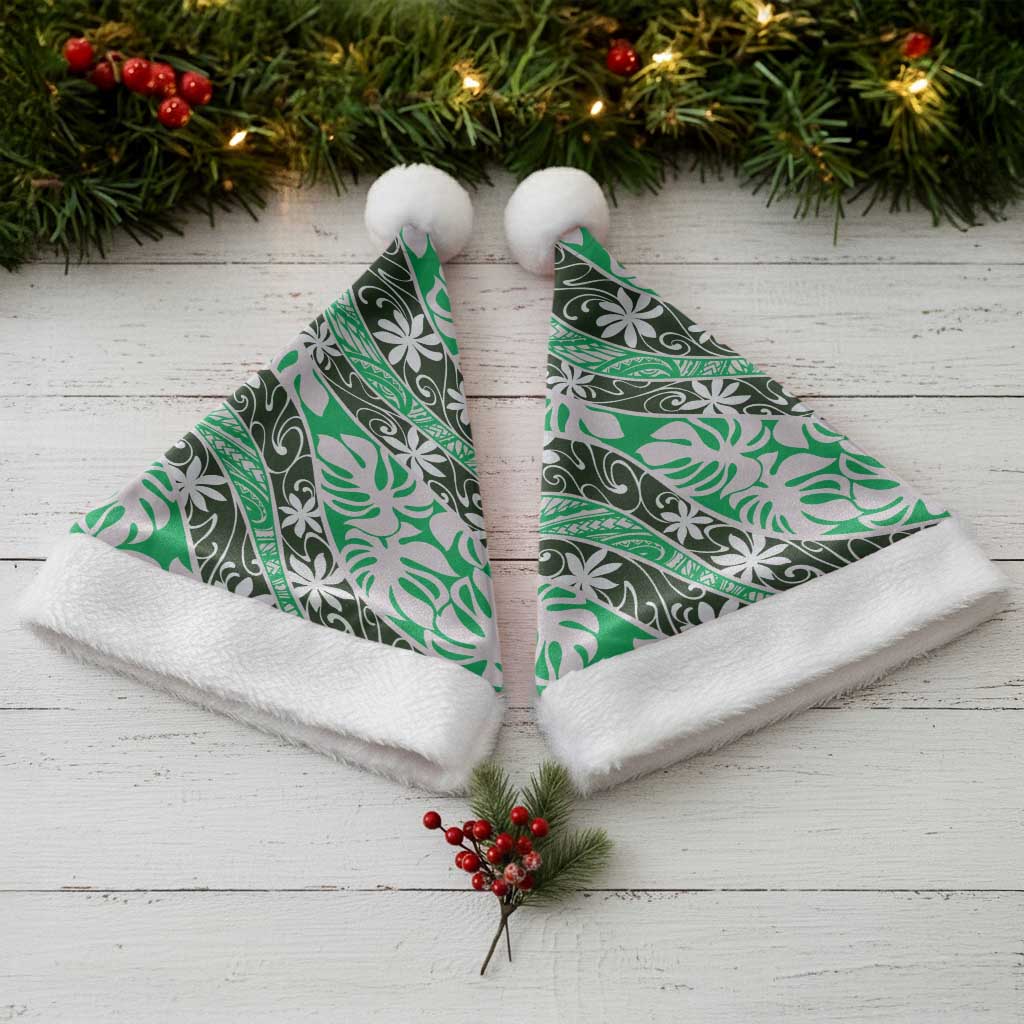 Matie Tahiti Tiare Monstera Christmas Santa Hat Polynesian Pattern Curve Style - Polynesian Pride