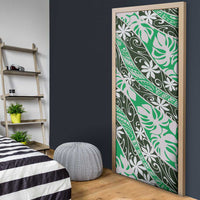 Matie Tahiti Tiare Monstera Door Cover Polynesian Pattern Curve Style - Polynesian Pride