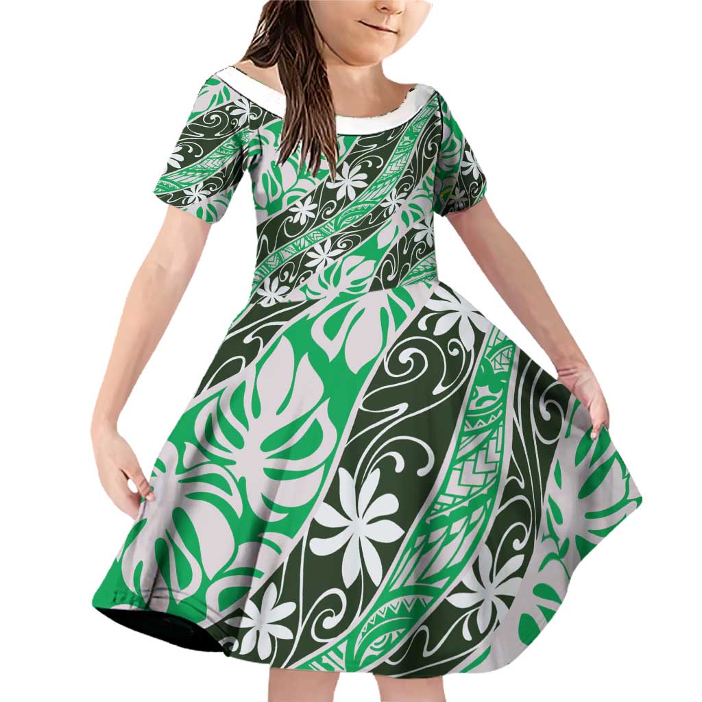 Matie Tahiti Tiare Monstera Family Matching Off Shoulder Short Dress and Hawaiian Shirt Polynesian Pattern Curve Style - Polynesian Pride