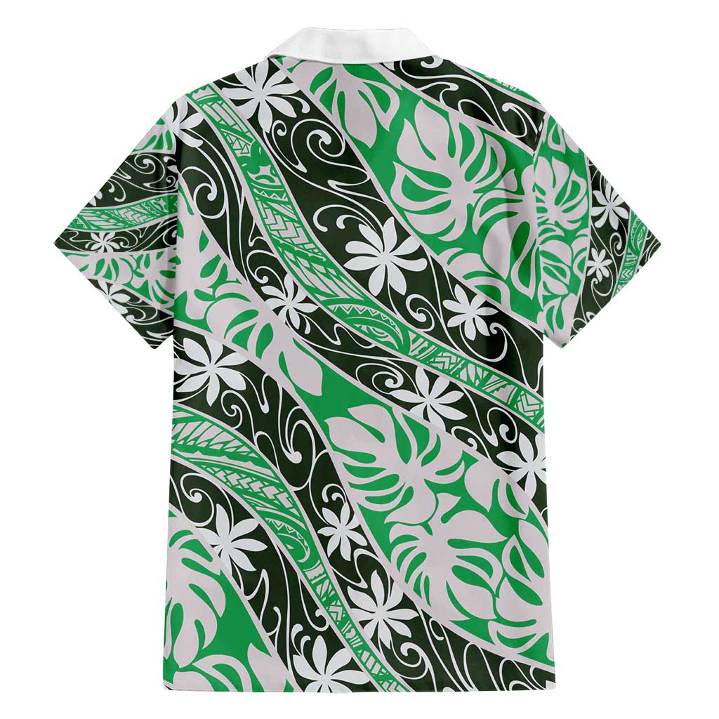 Matie Tahiti Tiare Monstera Family Matching Off Shoulder Short Dress and Hawaiian Shirt Polynesian Pattern Curve Style - Polynesian Pride