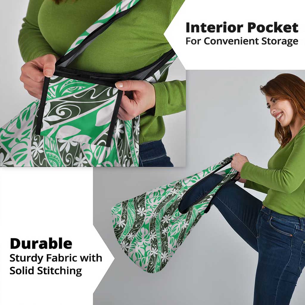 Matie Tahiti Tiare Monstera Grocery Bag Polynesian Pattern Curve Style - Polynesian Pride