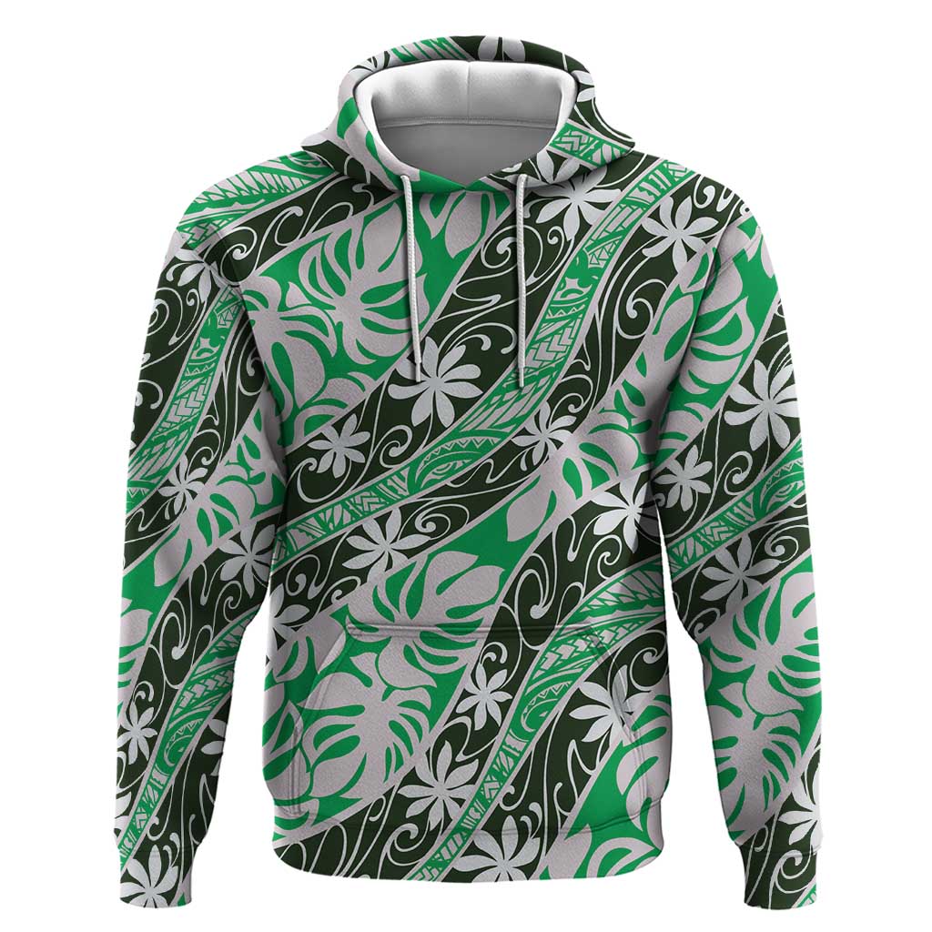 Matie Tahiti Tiare Monstera Hoodie Polynesian Pattern Curve Style - Polynesian Pride