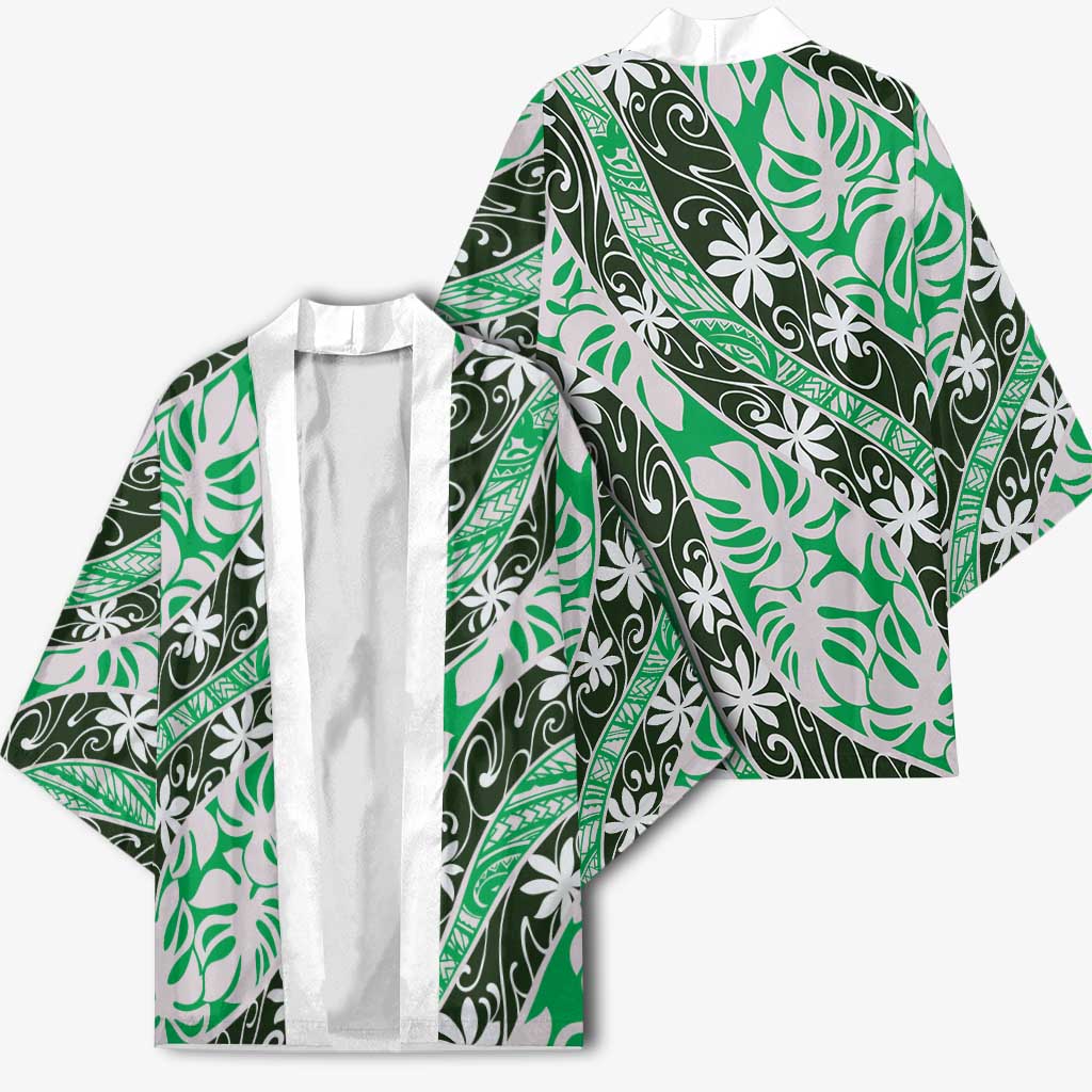 Matie Tahiti Tiare Monstera Kimono Polynesian Pattern Curve Style - Polynesian Pride