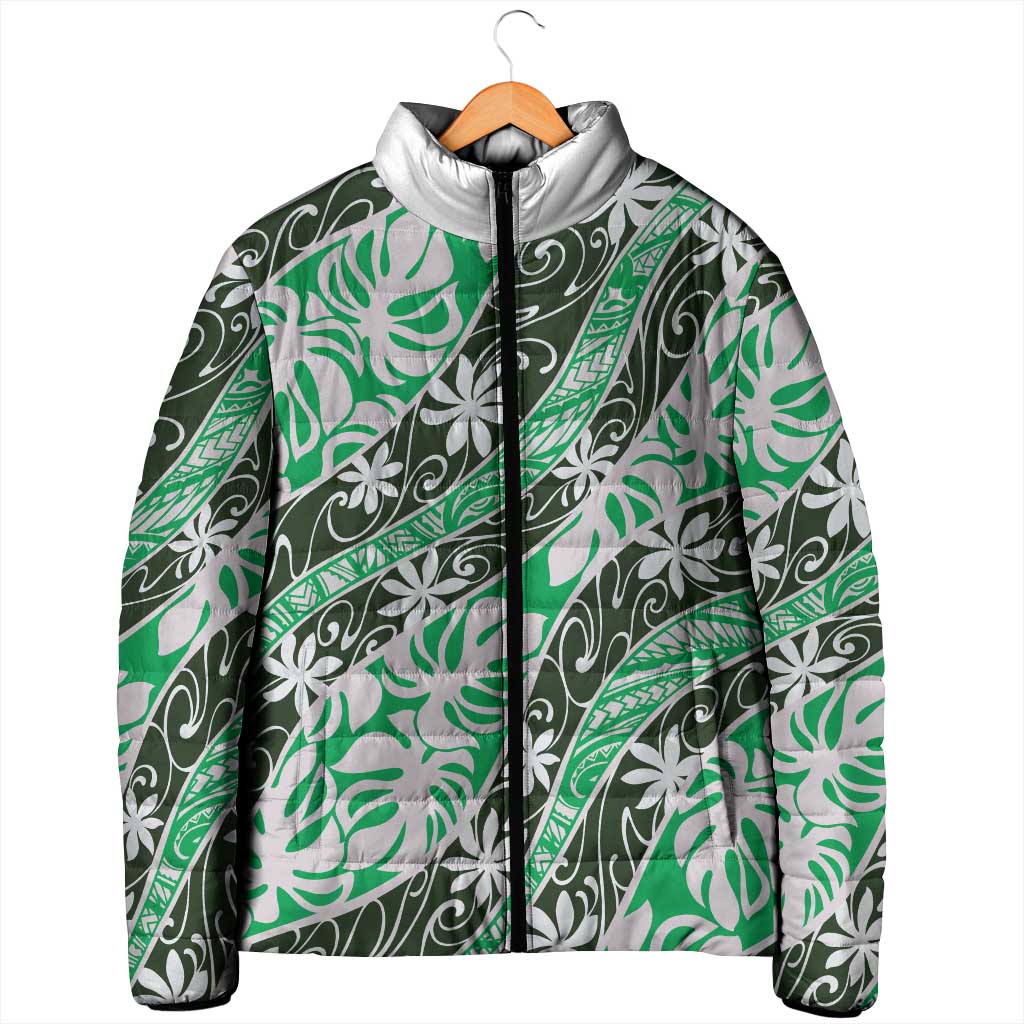 Matie Tahiti Tiare Monstera Padded Jacket Polynesian Pattern Curve Style LT01 - Polynesian Pride