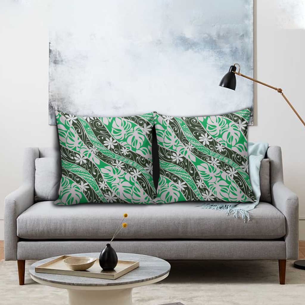 Matie Tahiti Tiare Monstera Pillow Cover Polynesian Pattern Curve Style LT01 - Polynesian Pride