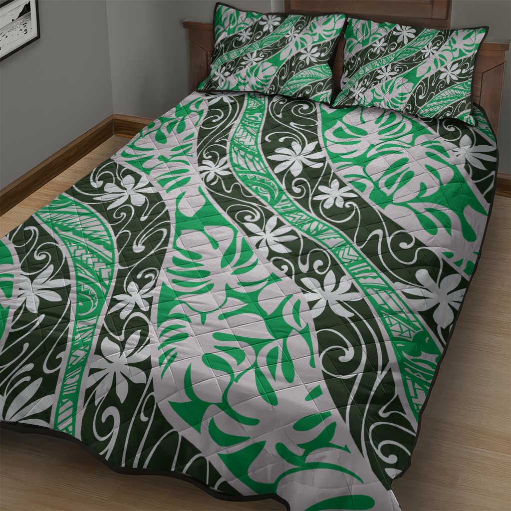 Matie Tahiti Tiare Monstera Quilt Bed Set Polynesian Pattern Curve Style LT01 - Polynesian Pride