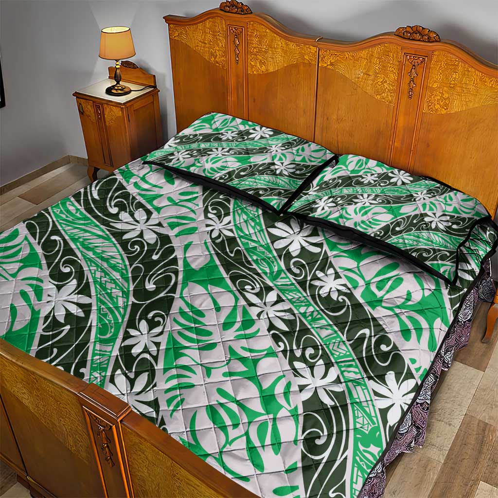 Matie Tahiti Tiare Monstera Quilt Bed Set Polynesian Pattern Curve Style LT01 - Polynesian Pride