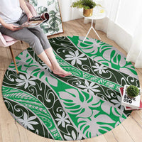 Matie Tahiti Tiare Monstera Round Carpet Polynesian Pattern Curve Style LT01 - Polynesian Pride