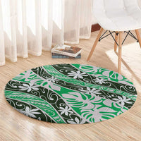 Matie Tahiti Tiare Monstera Round Carpet Polynesian Pattern Curve Style LT01 - Polynesian Pride