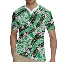 Matie Tahiti Tiare Monstera Rugby Jersey Polynesian Pattern Curve Style - Polynesian Pride