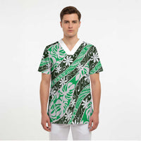 Matie Tahiti Tiare Monstera Scrub Top Polynesian Pattern Curve Style LT01 - Polynesian Pride