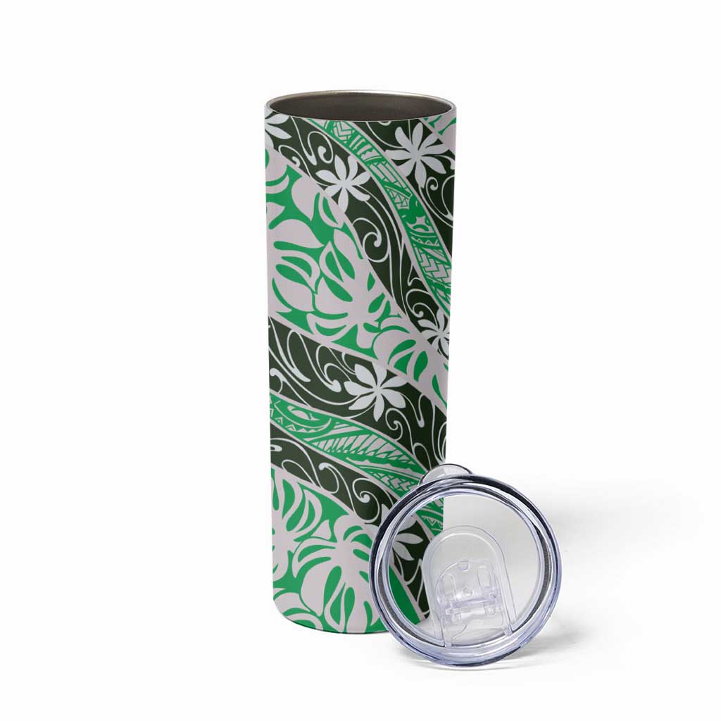 Matie Tahiti Tiare Monstera Skinny Tumbler Polynesian Pattern Curve Style - Polynesian Pride