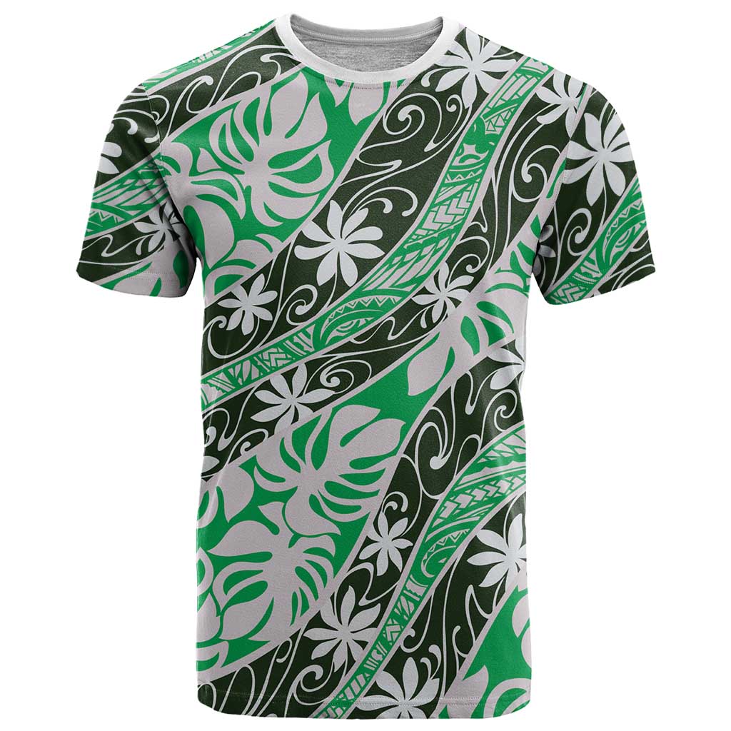 Matie Tahiti Tiare Monstera T Shirt Polynesian Pattern Curve Style - Polynesian Pride