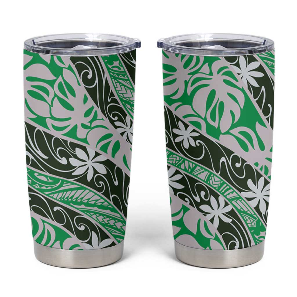 Matie Tahiti Tiare Monstera Tumbler Cup Polynesian Pattern Curve Style - Polynesian Pride