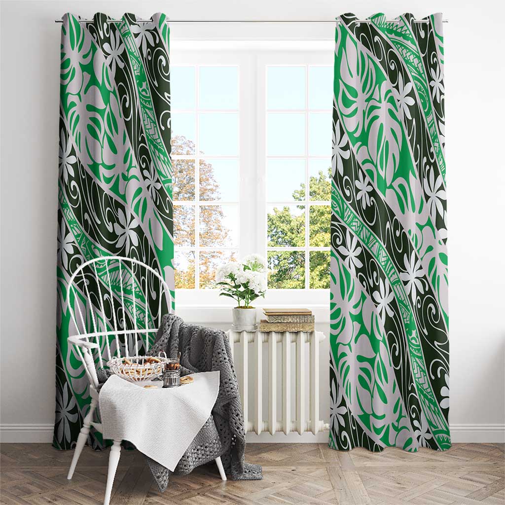 Matie Tahiti Tiare Monstera Window Curtain Polynesian Pattern Curve Style - Polynesian Pride