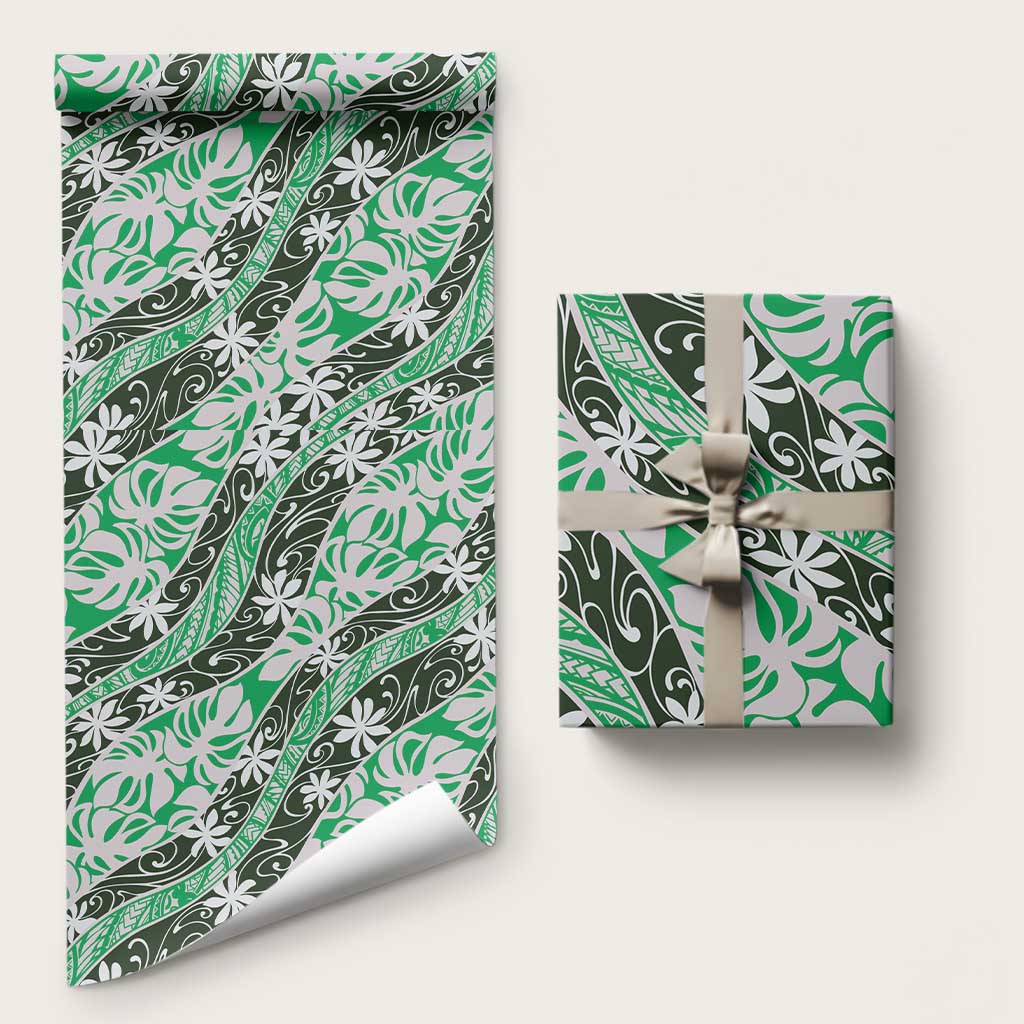 Matie Tahiti Tiare Monstera Wrapping Paper Polynesian Pattern Curve Style - Polynesian Pride