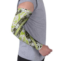 Olive Tahiti Tiare Monstera Arm Sleeves Polynesian Pattern Curve Style LT01 - Polynesian Pride