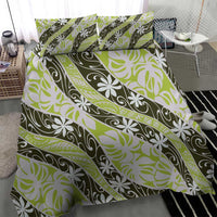 Olive Tahiti Tiare Monstera Bedding Set Polynesian Pattern Curve Style LT01 - Polynesian Pride