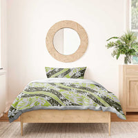 Olive Tahiti Tiare Monstera Bedding Set Polynesian Pattern Curve Style LT01 - Polynesian Pride
