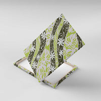 Olive Tahiti Tiare Monstera Canvas Wall Art Polynesian Pattern Curve Style - Polynesian Pride