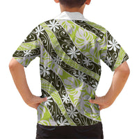 Olive Tahiti Tiare Monstera Family Matching Puletasi and Hawaiian Shirt Polynesian Pattern Curve Style LT01 - Polynesian Pride