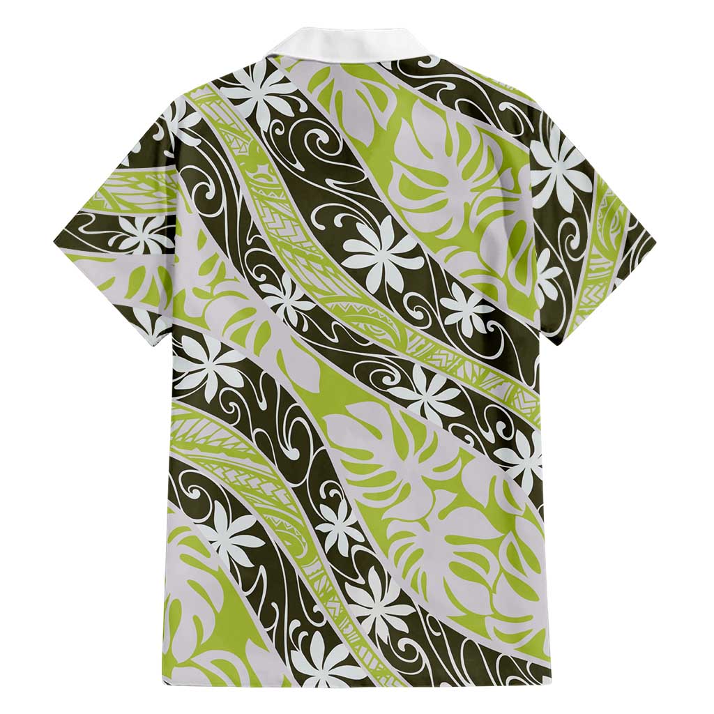 Olive Tahiti Tiare Monstera Family Matching Puletasi and Hawaiian Shirt Polynesian Pattern Curve Style LT01 - Polynesian Pride
