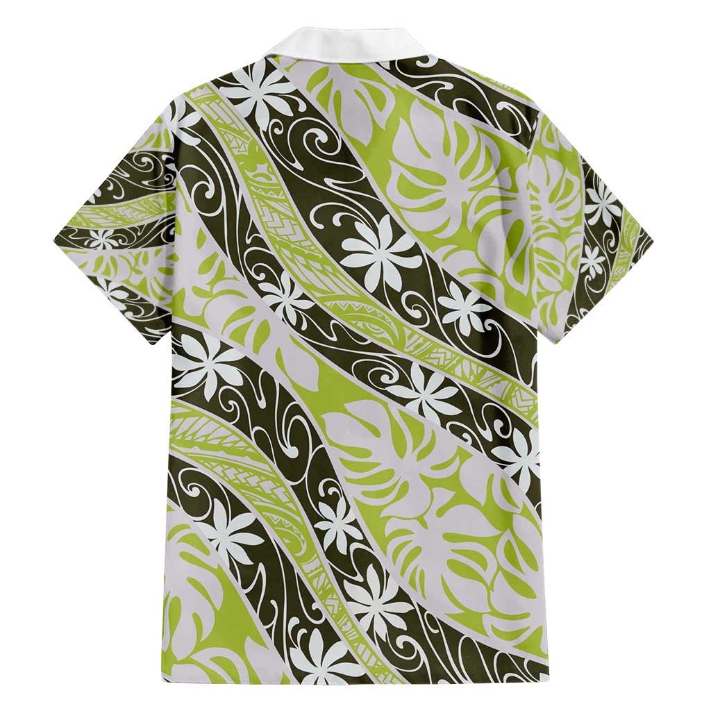 Olive Tahiti Tiare Monstera Family Matching Summer Maxi Dress and Hawaiian Shirt Polynesian Pattern Curve Style - Polynesian Pride