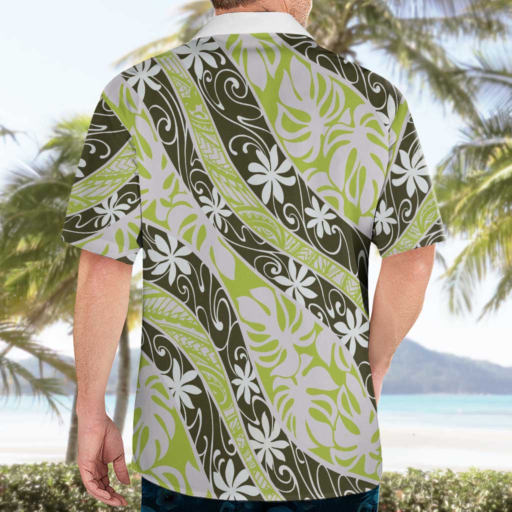 Olive Tahiti Tiare Monstera Hawaiian Shirt Polynesian Pattern Curve Style LT01 - Polynesian Pride