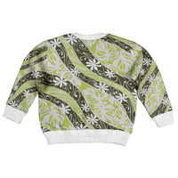 Olive Tahiti Tiare Monstera Kid Ugly Christmas Sweater Polynesian Pattern Curve Style - Polynesian Pride