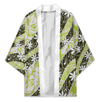 Olive Tahiti Tiare Monstera Kimono Polynesian Pattern Curve Style - Polynesian Pride