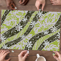 Olive Tahiti Tiare Monstera Puzzle Polynesian Pattern Curve Style LT01 - Polynesian Pride