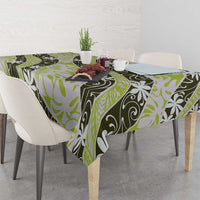 Olive Tahiti Tiare Monstera Tablecloth Polynesian Pattern Curve Style - Polynesian Pride