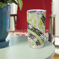 Olive Tahiti Tiare Monstera Tumbler Cup Polynesian Pattern Curve Style - Polynesian Pride