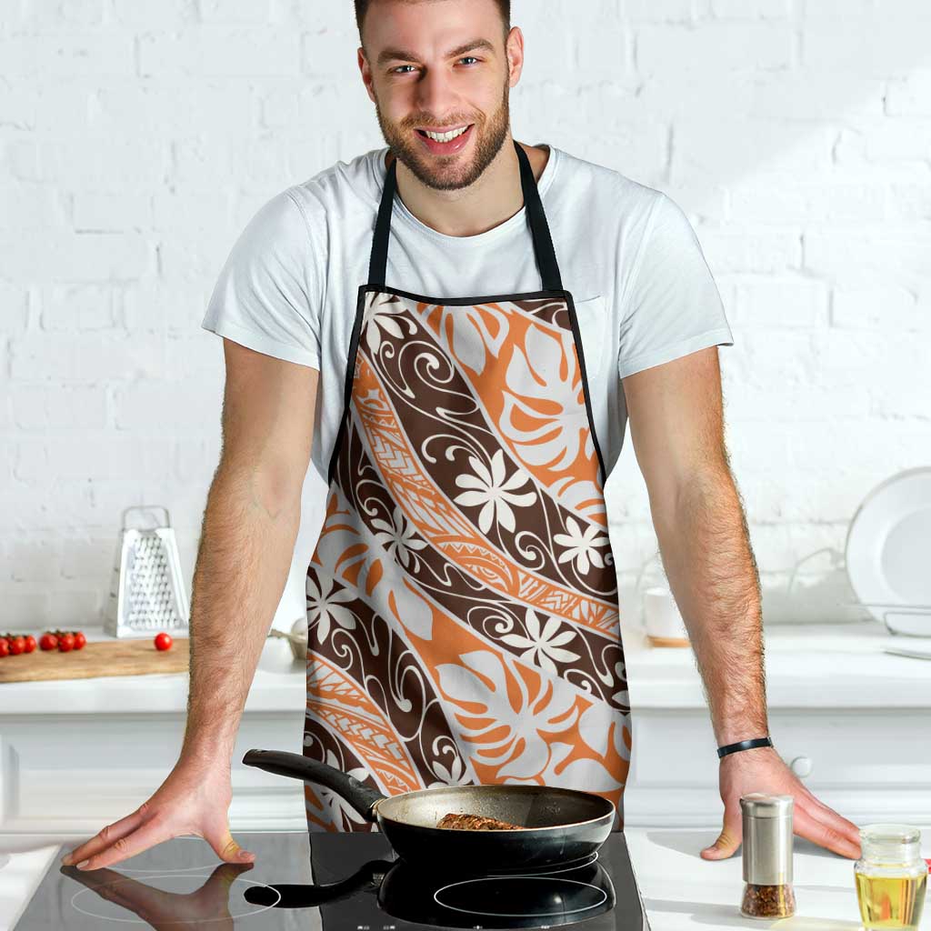 Puatou Tahiti Tiare Monstera Apron Polynesian Pattern Curve Style - Polynesian Pride