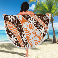 Puatou Tahiti Tiare Monstera Beach Blanket Polynesian Pattern Curve Style LT01 - Polynesian Pride